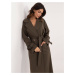 Khaki trench coat with decorative stripes