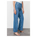 Trendyol Blue Stone Detailed High Waist Wide Leg Jeans