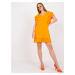 Orange dress with ruffle and appliqués on the sleeves