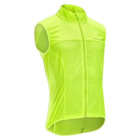 Pánska vetruvzdorná vesta bez rukávov Ultralight na cestnú cyklistiku žltá