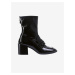 Čierne dámske kožené lakované členkové topánky na podpätku Högl Maggie