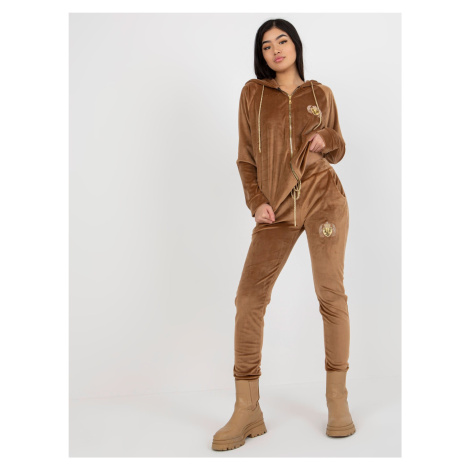 Velour two-piece set Camel with trousers