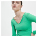 Reserved - Hladké tričko slim fit s dlhými rukávmi - Zelená