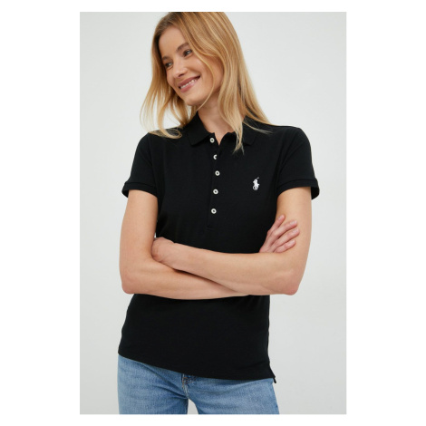 Polo tričko Polo Ralph Lauren dámsky, čierna farba, s golierom