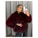 Vínový faux fur kožušinový kabát kožuch VIVIENE