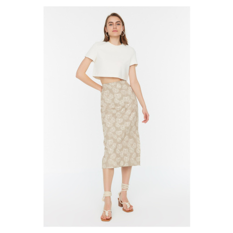 Trendyol Mink Slit Detailed Printed Skirt