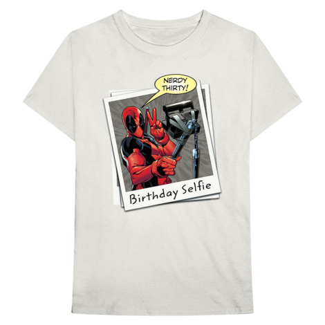 Marvel tričko Deadpool Birthday Selfie Natural