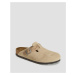 Dámske Krémové šľapky Birkenstock Boston Braided Suede Leather Narrow