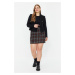 Trendyol Curve Black Plaid / Checkered Tweed Woven Skirt