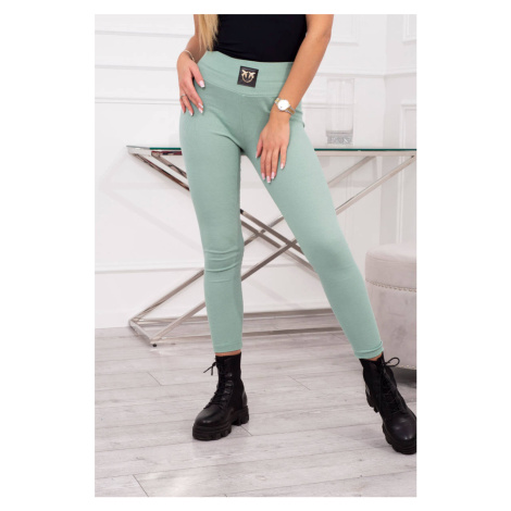 Ribbed leggings with a high waist dark mint