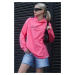Madmext Women's Pink Embroidered Hoodie Sweatshirt