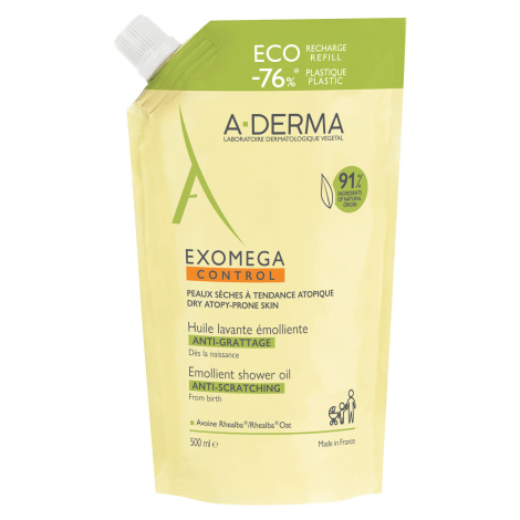 A-Derma Exomega Control Zvláčňujúci sprchový olej - Recyklovateľná ECO náhradná náplň 500 ml