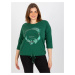 Women's Plus Size T-Shirt with 3/4 Raglan Sleeves - Green