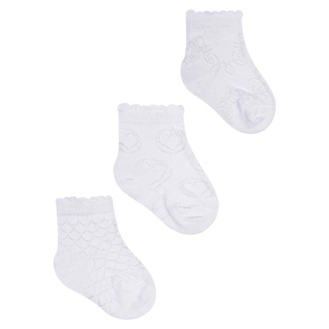 Yoclub Dievčenské žakárové ponožky 3-pack SKL-0001G-0100 White 0-3 měsíce