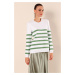 Bigdart 15820 Button Detail Striped Sweater - C. Çağla