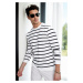 99741 Dewberry Crew Neck Striped Casual Knitwear Sweater-EKRU