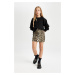 DEFACTO Girl's Leopard Patterned Gabardine Skirt with Pockets