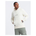 Ombre Men's BASIC cotton kangaroo hooded sweatshirt - cream