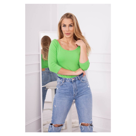 Blouse with a round neckline light green