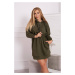 Insulated dress with hood in khaki color