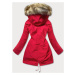 Červeno-ecru teplá dámska zimná bunda (W629)
