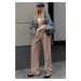 Madmext Mink Belt Detailed Wide Leg Trousers