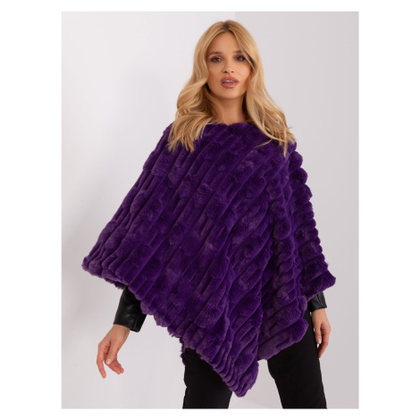 TMAVOFIALOVÉ KOŽUŠINOVÉ TEPLÉ PONČO -AT-PN-2347.68-DARK PURPLE