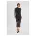 DEFACTO Bodycon Bodycon Basic Plain Half Turtleneck Long Sleeve Tulle Midi Dress