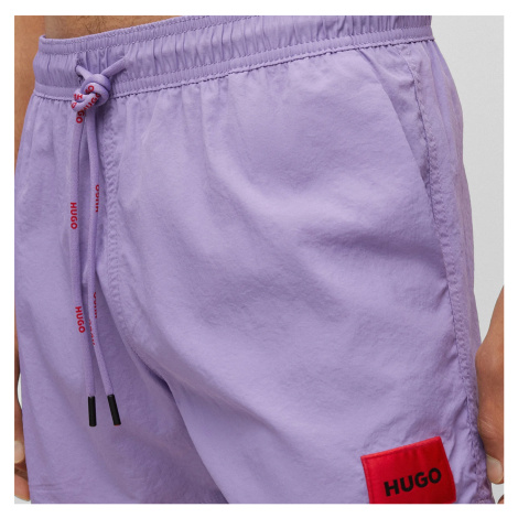 Quick-Drying Swim Shorts With Red Logo Hugo Boss