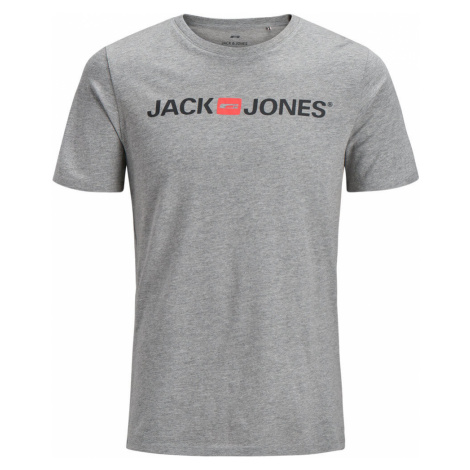 Jack&Jones Pánske tričko JJECORP Slim Fit 12137126 Light Grey Melange XXL Jack & Jones