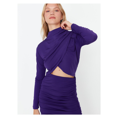 Tričká s dlhým rukávom pre ženy Trendyol - fialová