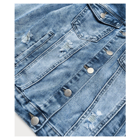 Světle modrá dámská džínová bunda s límcem model 16994012 - GOURD JEANS