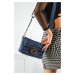 Capone Outfitters Capone Ibiza Satin Quilted Patterned Navy Blue Women's Bag