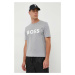 Bavlnené tričko BOSS šedá farba,s potlačou,50495742
