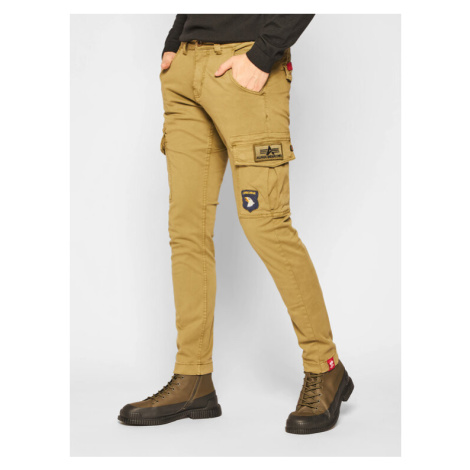 Alpha Industries Bavlnené nohavice Petrol Patch 178207 Zelená Slim Fit