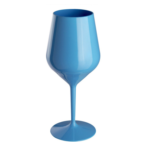 Modrá nerozbitná plastová sklenice na víno 470 ml