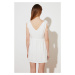 Trendyol White V-Neck ButtonEd Dress
