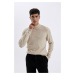 DEFACTO Light Beige Slim Fit Slim Fit Half Turtleneck Knitwear Sweater