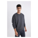 DEFACTO Oversize Fit Wide Mold Crew Neck Basic Plain Sweatshirt