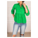 armonika Women's Green Six Smocking Quarter-Sleeve Shirt