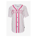 Karl Kani Woven Signature Old English Baseball Women Shirt White/Pink - Dámske - Košeľa Karl Kan