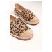 Shoeberry Women's Yurry Leopard Linen Espadrilles