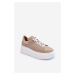 Women's leather sports shoes on the Beige Lemar platform