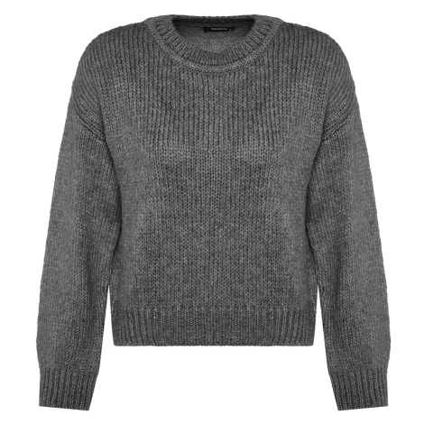 Trendyol Anthracite Wide Fit sveter Soft Textúrovaný základný úplet