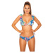 Sexy Bikini with ruffles flower print royalblue