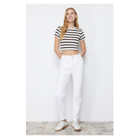 Trendyol White More Sustainable High Waist Slim Mom Jeans
