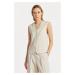 VESTA GANT REG STRETCH LINEN WAISTCOAT PUTTY