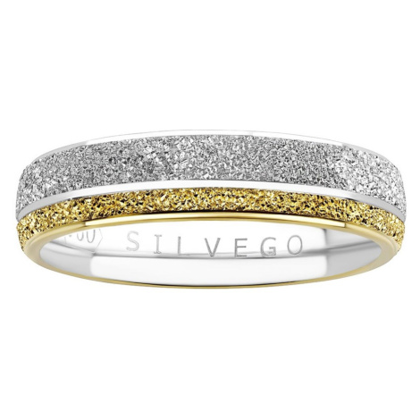 Snubný strieborný prsteň FLERS pozlátený žltým zlatom Silvego