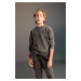 DEFACTO Boy's Oversize Fit Crew Neck Washed Faded Effect Printed Sweatshirt