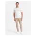 Ombre Men's classic cut pants in fine check - sand